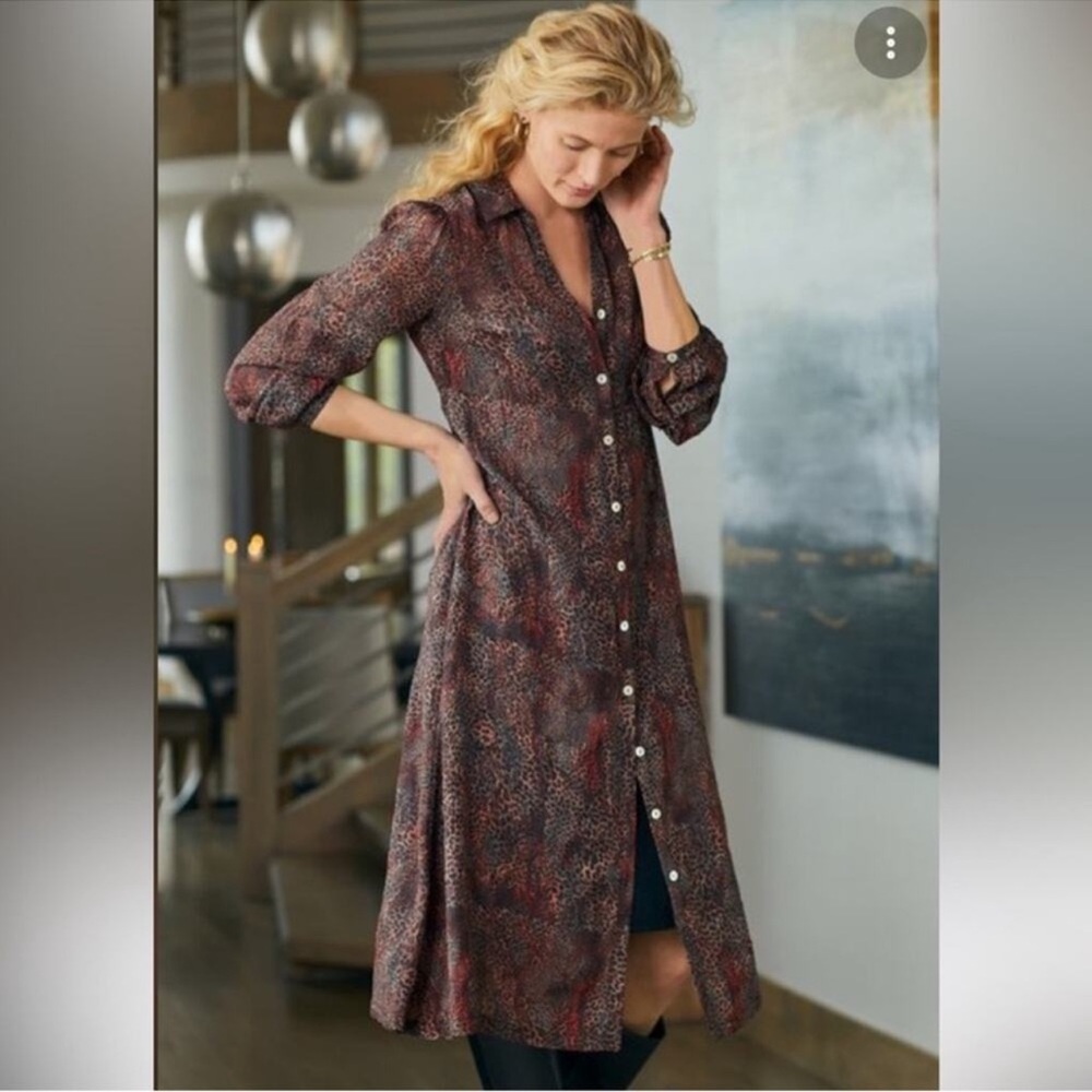 SOFT SURROUNDINGS Lawton Shirtdress Multi Animal Print Size Small NWT